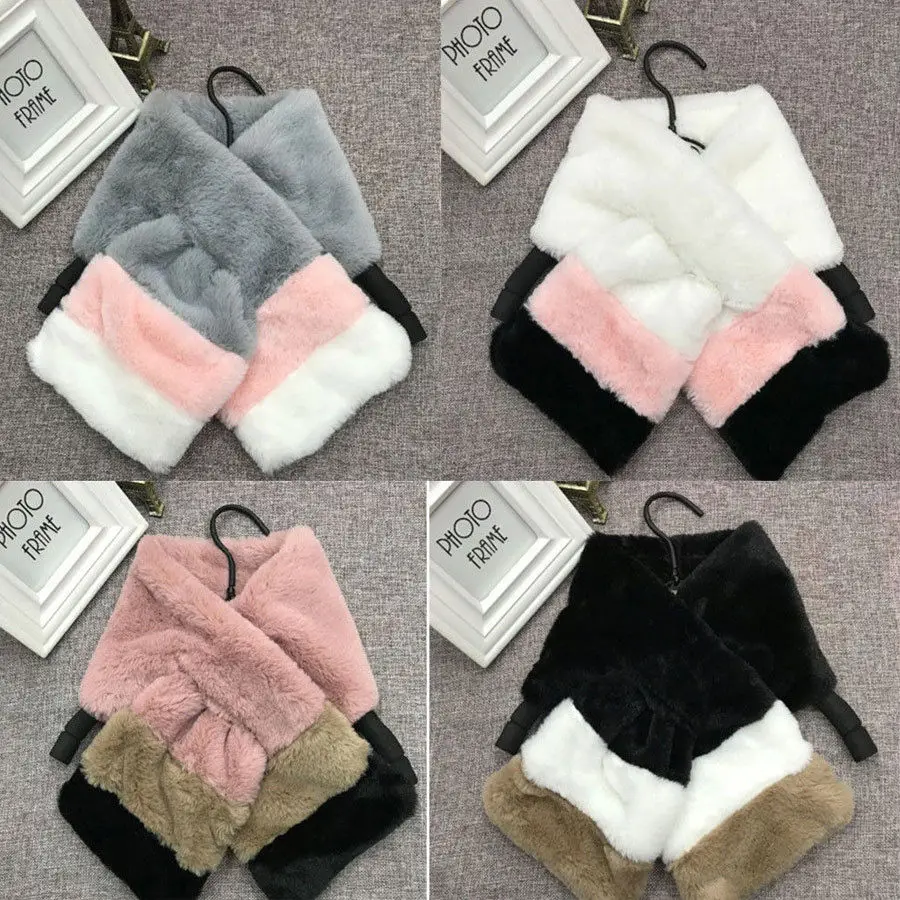 

New Fashion Woman Kids Monther and Daughter Winter Warm Wrap Faux Fur Scarves Gift Stylish Ladies Girls Patchwork Scarf