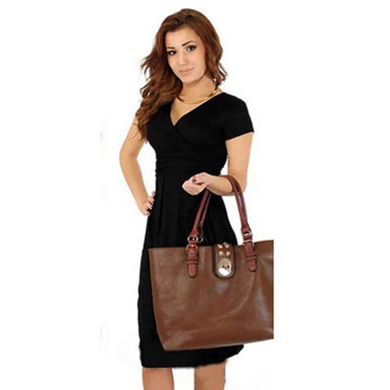 Женское офисное платье повседневное облегающее до колена с треугольным вырезом