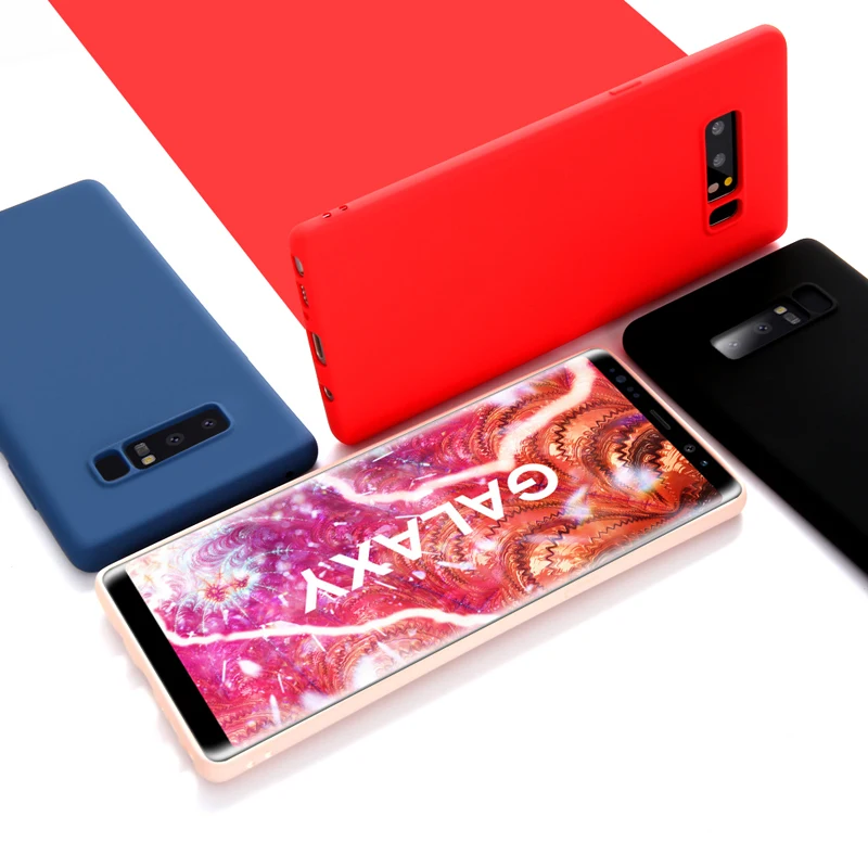 Soft Liquid Silicone Cases For Samsung Galaxy Note 9 8 S8 Plus Note9 Note8 Armor Back Cover Case S W |