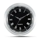 Миниатюрные круглые кварцевые часы 1, 716 дюйма (35 мм), с черным циферблатом, серебристым ободком и римскими цифрами
