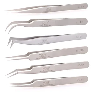 Высокоточный антимагнитный Пинцет VETUS SA из нержавеющей стали, профессиональный инструмент для наращивания ресниц