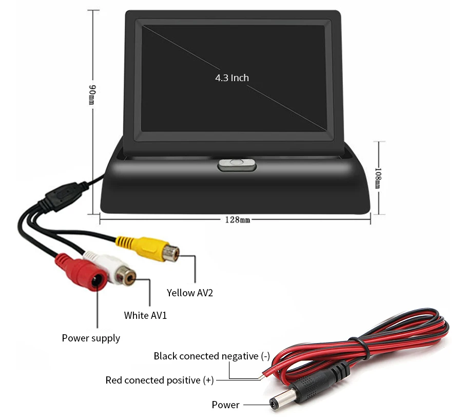 E-ACE J02 автомобильный монитор 4,3 дюймов TFT lcd Складная камера s NTSC PAL обратная камера парковочная система для автомобильных мониторов заднего вида
