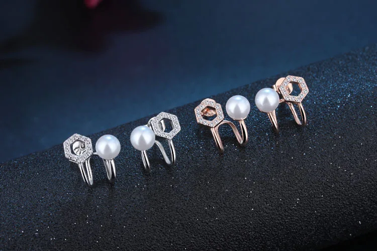 Женские серьги Клипсы из серебра 925 пробы с фианитом|sterling silver clip earrings|clip earrings for