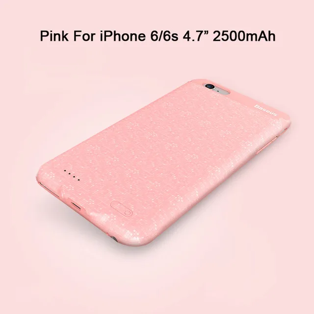 Pink for iphone 6 6S Чехол для зарядного устройства Baseus для iPhone 6 6s Plus 2500/3650 мАч, чехол для внешнего аккумулятора, Ультратонкий чехол для внешнего аккумулятора - Цвет: Pink for iphone 6 6S