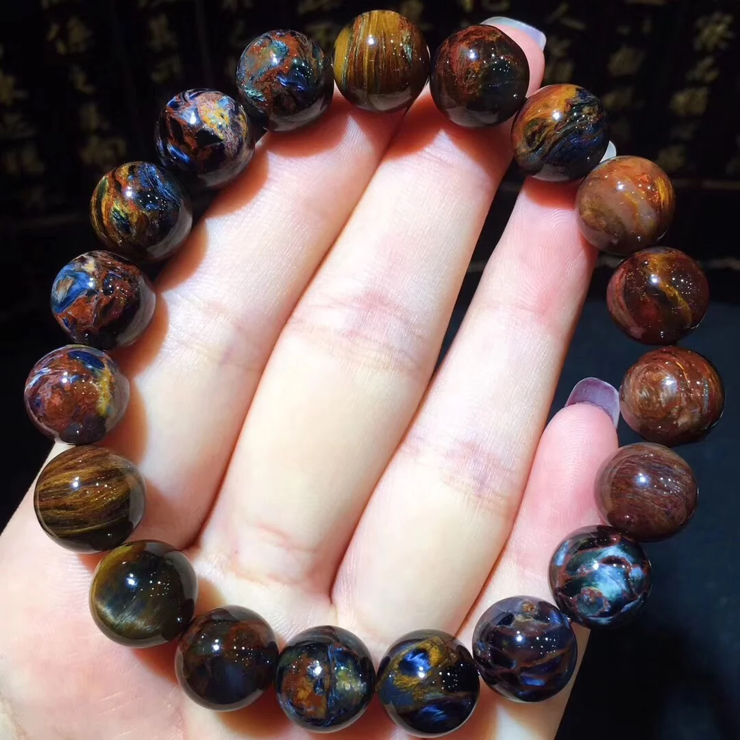 B19030 натуральный кристалл в Namibia Pietersite браслет синие Красные Бусины Из Камня