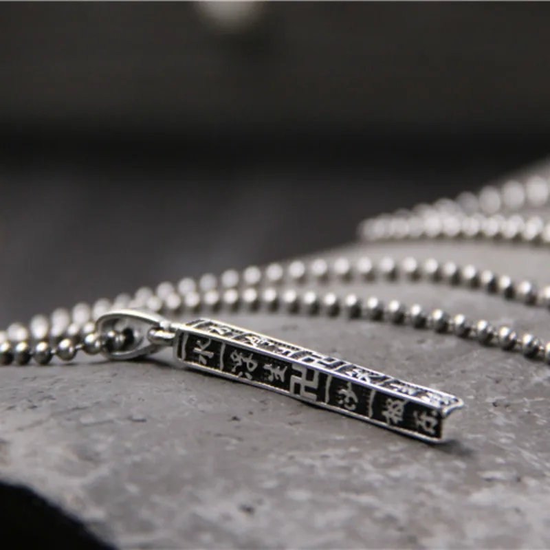 

Fashion 925 Silver Jewelry Simple Unisex Square Column&Straight Bar Long Necklaces Pendants Fit For Women Men Jewelry
