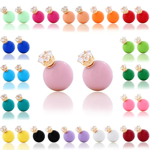 Женские серьги гвоздики с большим шариком 19 цветов|jewelry organizer earrings|earrings topazearrings owl |