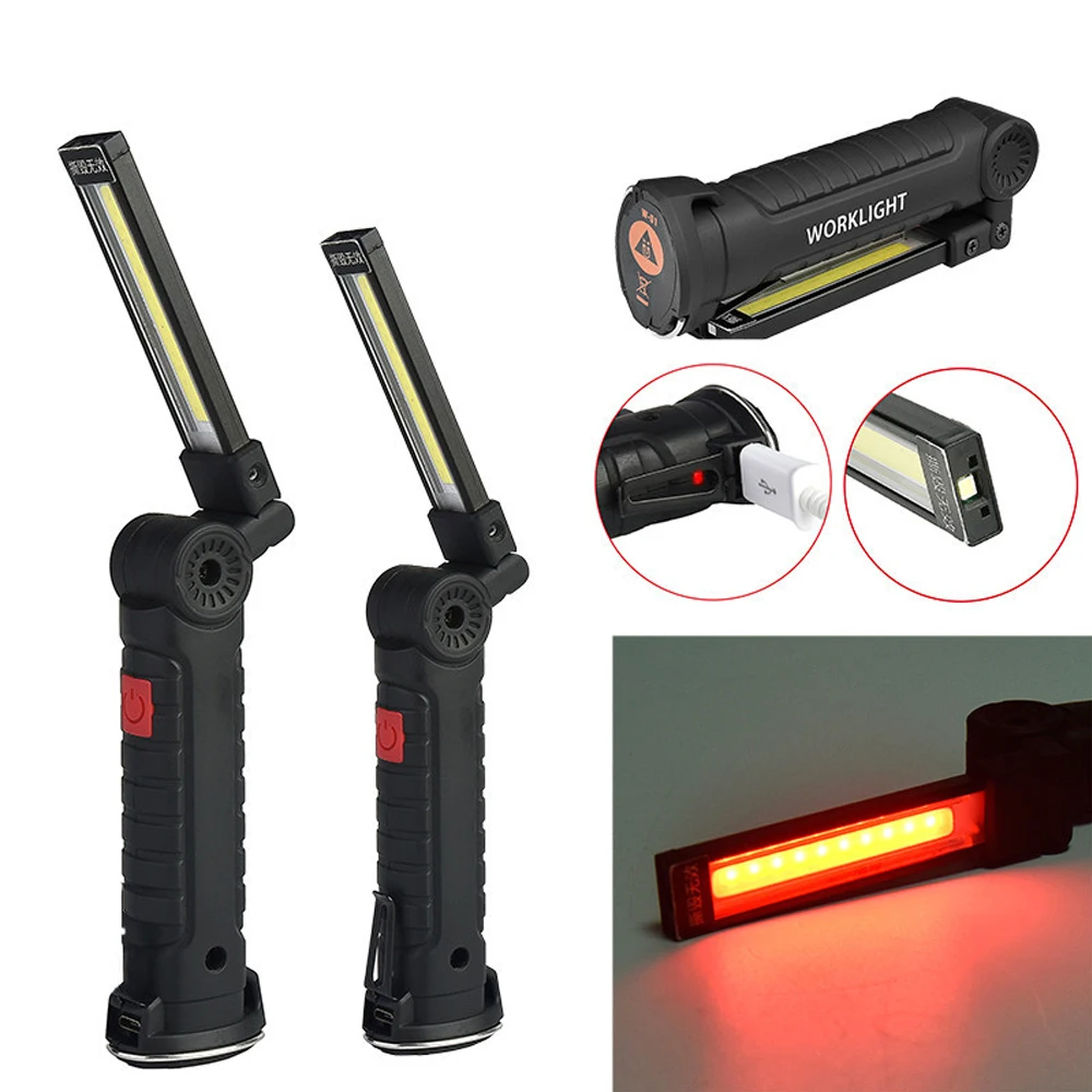 COB + светодиодный портативный фонарик с USB светильник фонарь магнитный
