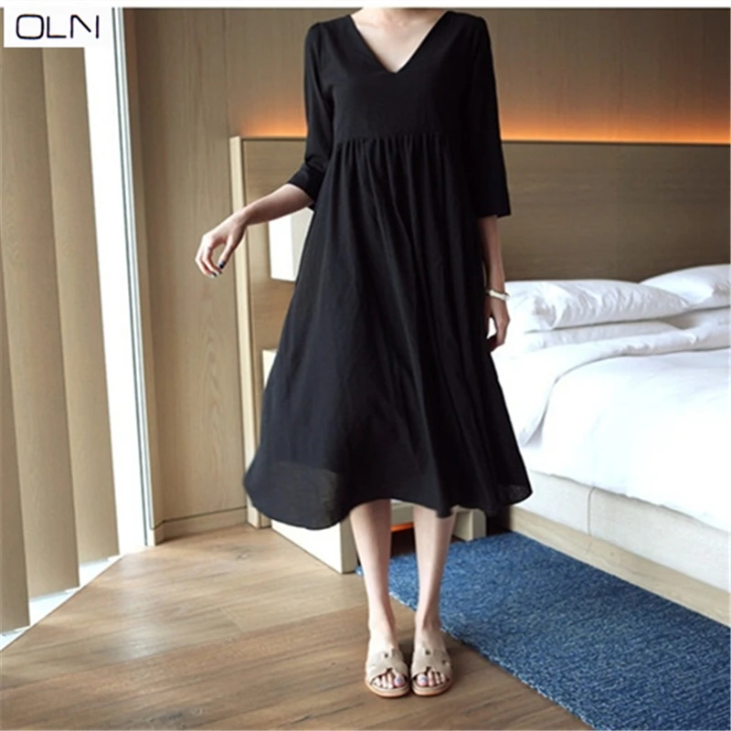 Dress Summer Korean ladies temperament seven-point sleeves Slim suit collar bag hip sexy waist fashion dress women send belt | Женская