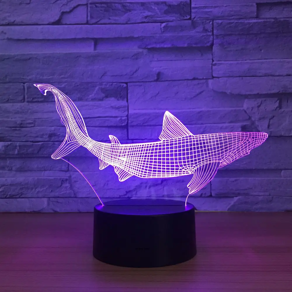 Новый Акула 3D светодиодный Для рыбалки внутри рыбы настольная лампа домашний