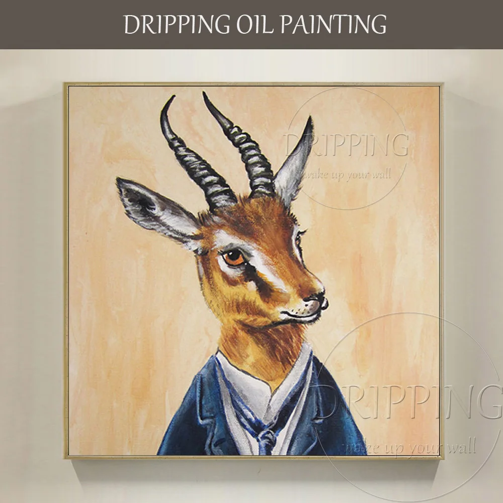 

Hand-painted High Quality Gazelle Oil Painting on Canvas Handmade Gazelle Pictures Animal Gazelle Oil Painting for Wall Decor