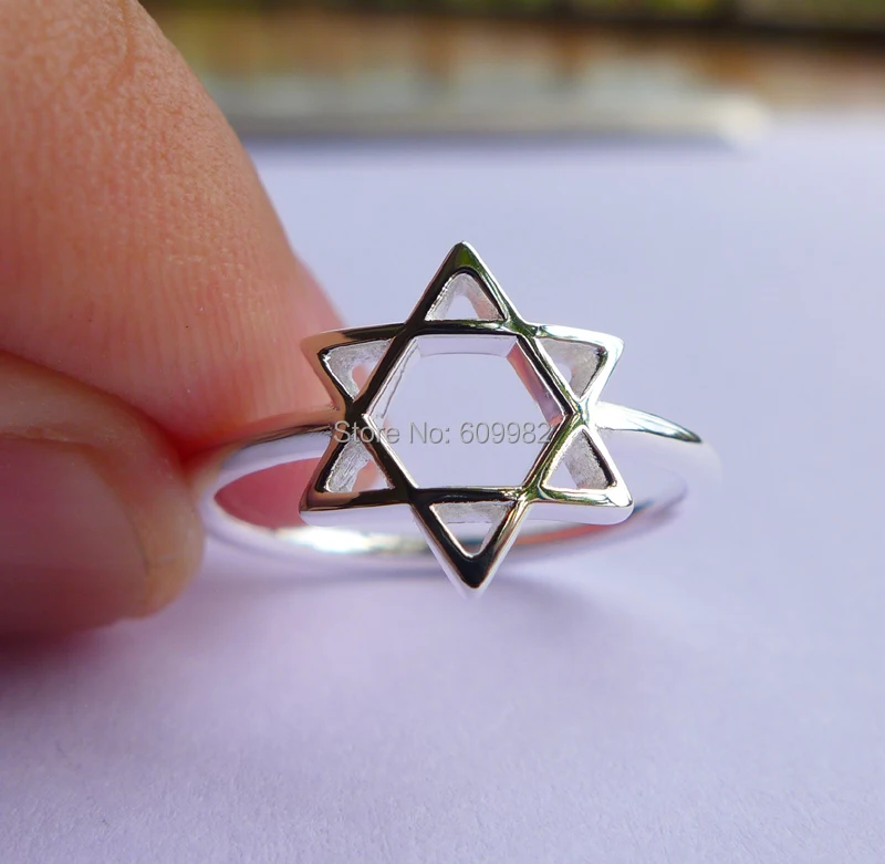 Кольцо звезда давида из чистого серебра все размеры (от 3 до 16) | Украшения и