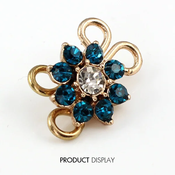 50 компл. Металлический золотой тон Хрустальный цветок украшенный крючок для глаз