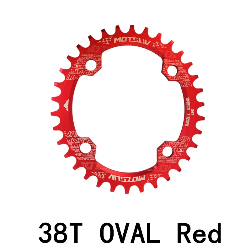 MO 38T OVAL Red MOTSUV Овальный Круглый велосипедный Кривошип и цепное колесо 104BCD широкая узкая Цепь 32 T/34 T/36 T/38 T шатун MTB велосипед запчасти - Цвет: MO 38T OVAL Red