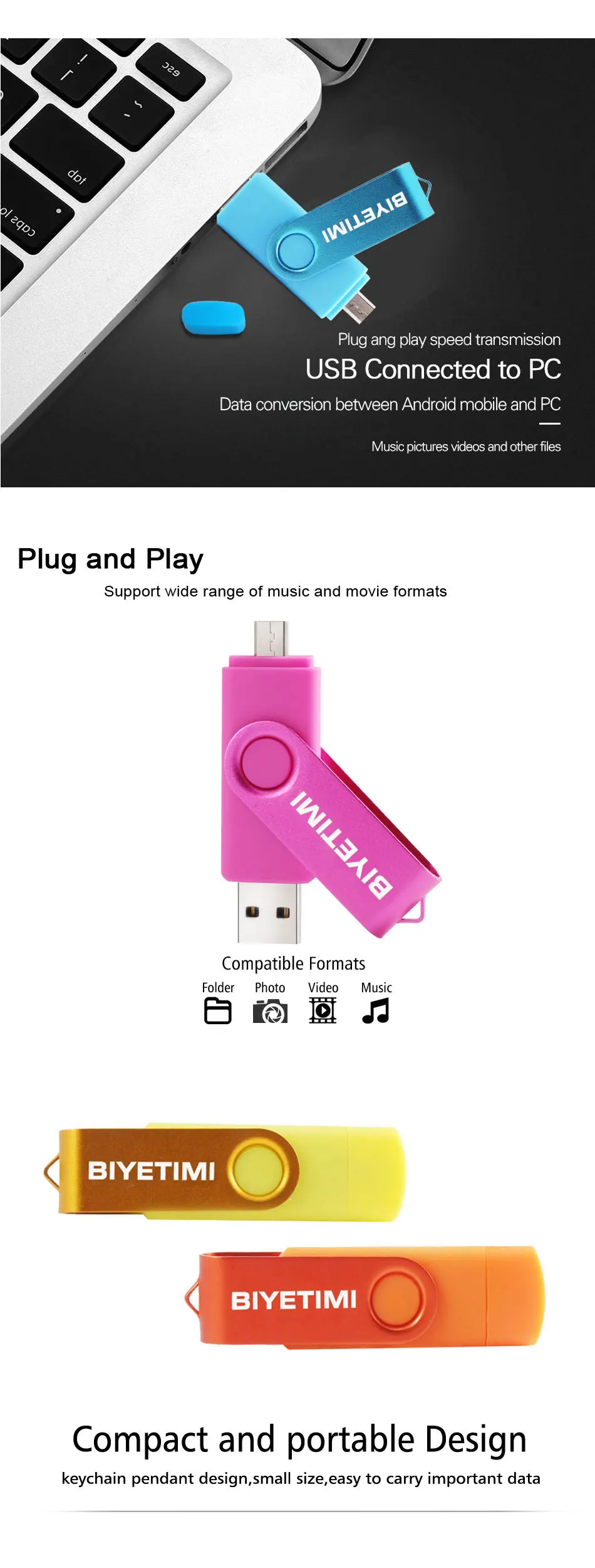 Biyetimi Модные 6 видов цветов otg Usb 2,0 Usb 4/8/16/32/64 ГБ Usb флэш-накопитель полный Ёмкость переносной usb-накопитель, объемом памяти memory stick подарок