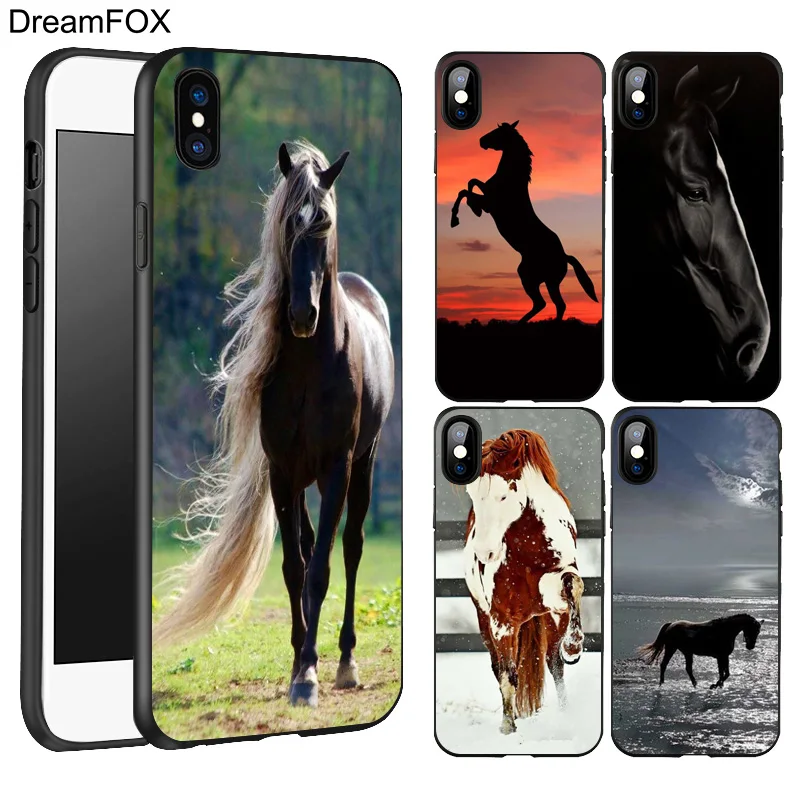 DREAMFOX L186 Horse Series Black Soft TPU Silicone Case Cover For Apple iPhone 11 Pro XR XS Max X 8 7 6 6S Plus 5 5S 5G SE |