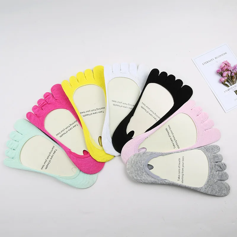 3 пары женские носки летние трендовые однотонные пять пальцев большой палец на