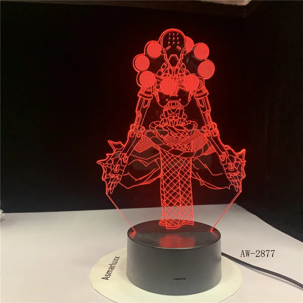3D Warriorss Настольная лампа для детской игровой сна градиент светильник