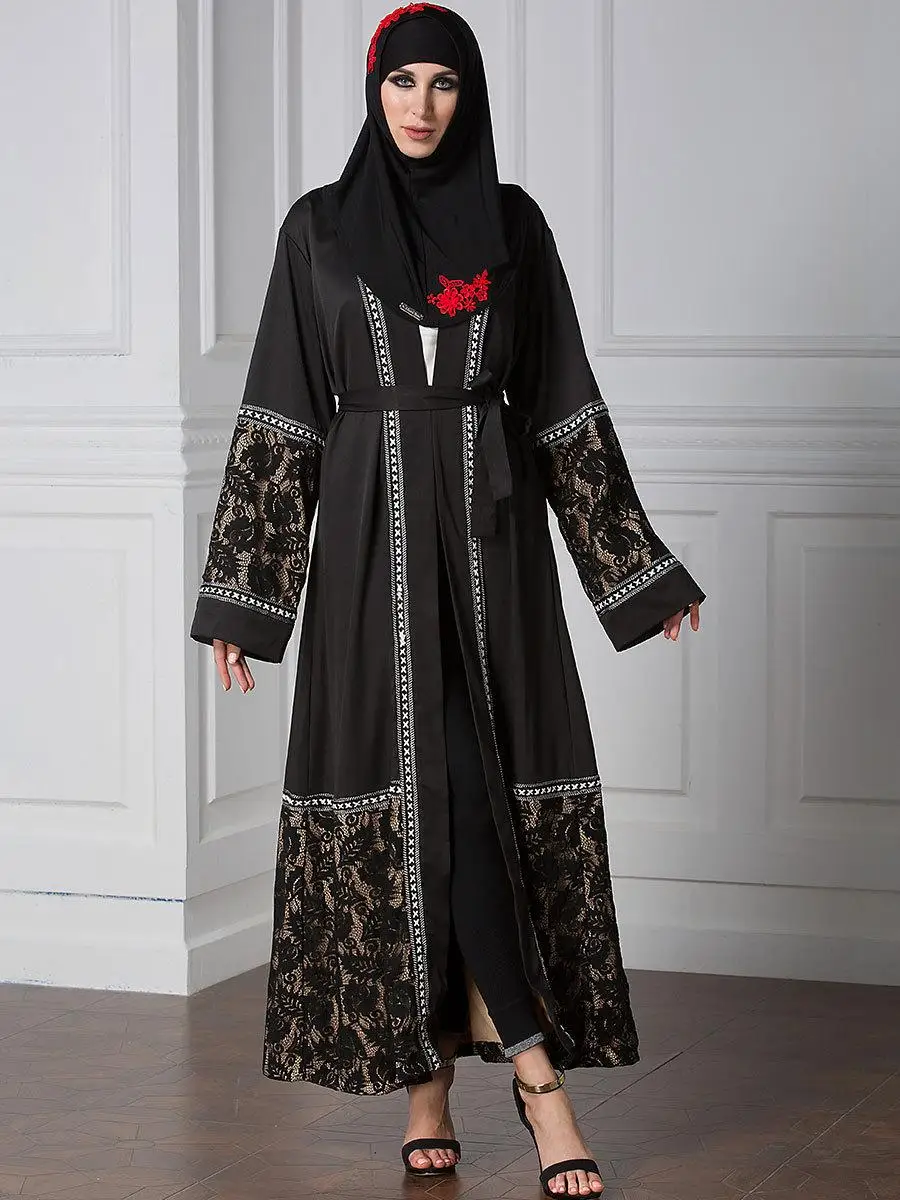 Abaya Дубайский мусульманский женский кимоно кафтан открытый передний кардиган