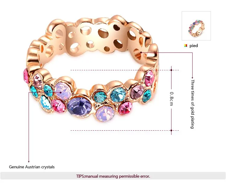 Женское кольцо с австрийским кристаллом разноцветное свадебное Ювелирное