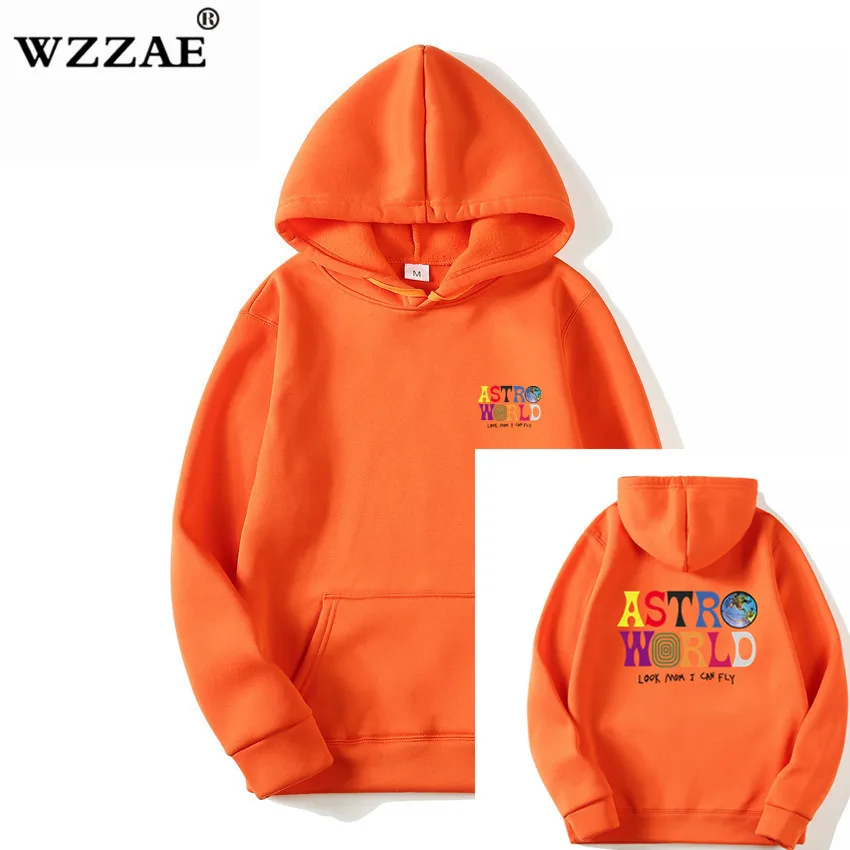 Трэвисс Скотт ASTROWORLD WISH YOU WAS HERE толстовки модные буквы ASTROWORLD Толстовка уличная Мужская Женская пуловер Толстовка - Цвет: Orange