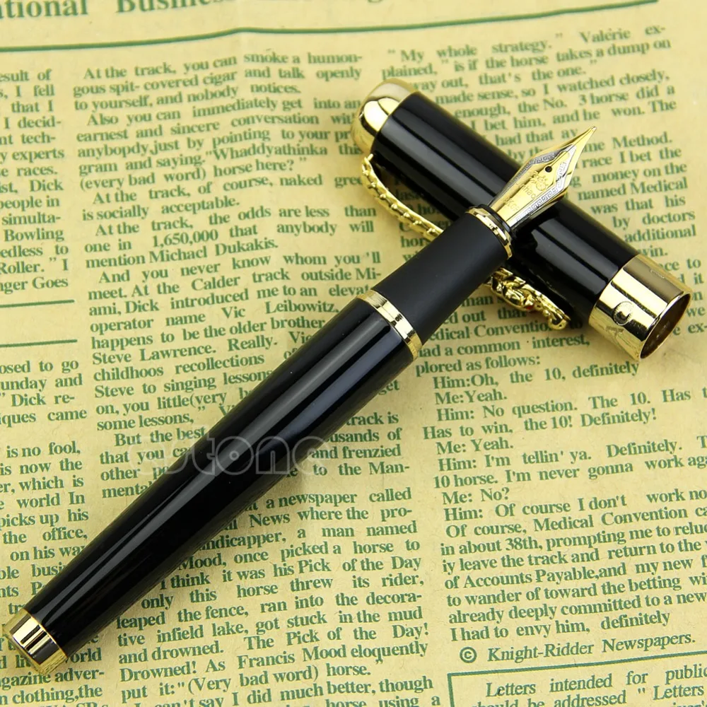 JINHAO 1200 18KGP перьевая ручка со средним пером дракона черная W15 | Канцтовары для офиса