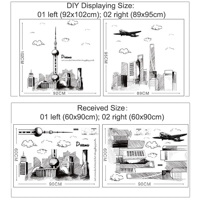 Настенные наклейки Dream City Наклейки на стены для архитектурных зданий гостиной
