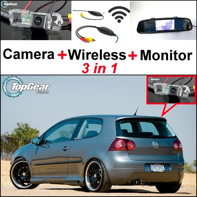 

3 in1 Special Rear View Wifi Camera + Wireless Receiver + Mirror Monitor Easy DIY Parking System For Volkswagen VW Golf Rabbit