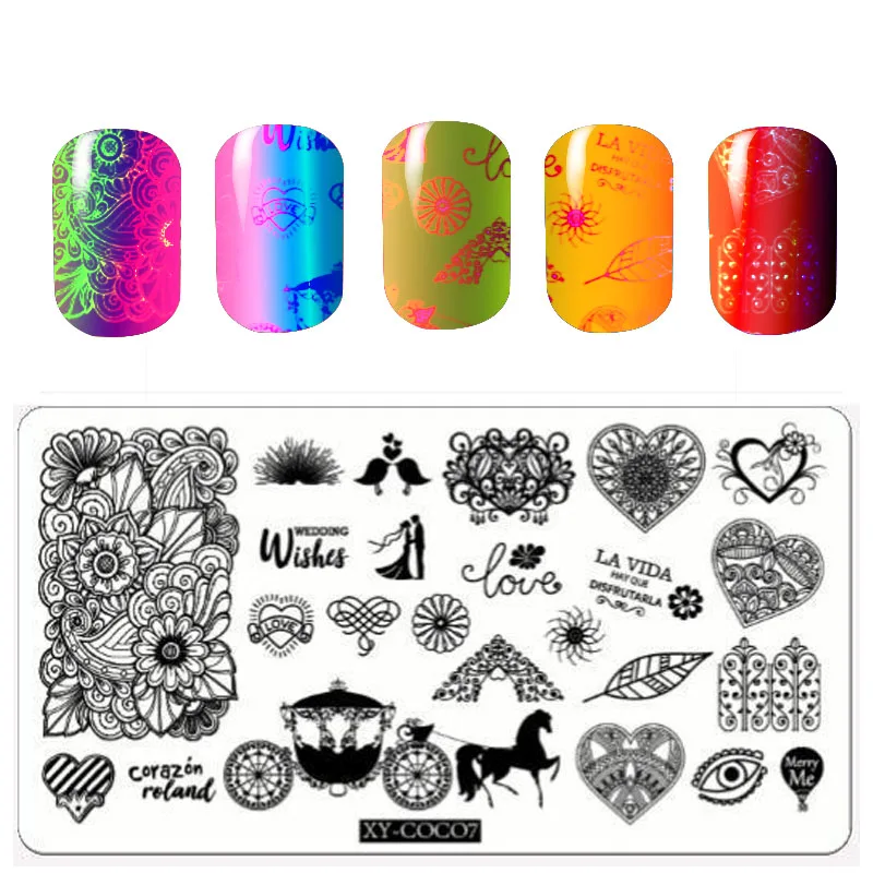 XY-COCO07 1pcNail 3D сделай сам маникюрная пластина 14 вариантов выбор цветок Природа Геометрическая серия дизайнерская пластина для стемпинга для нейл-арта - Цвет: XY-COCO07