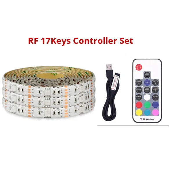USB Светодиодные ленты светильник ТВ Подсветка 5V Водонепроницаемый RGB SMD 5050/3528 светодиодный лента светильник s для компьютера украшение для ПК светильник Инж - Испускаемый цвет: 5050 RGB 17Keys Set