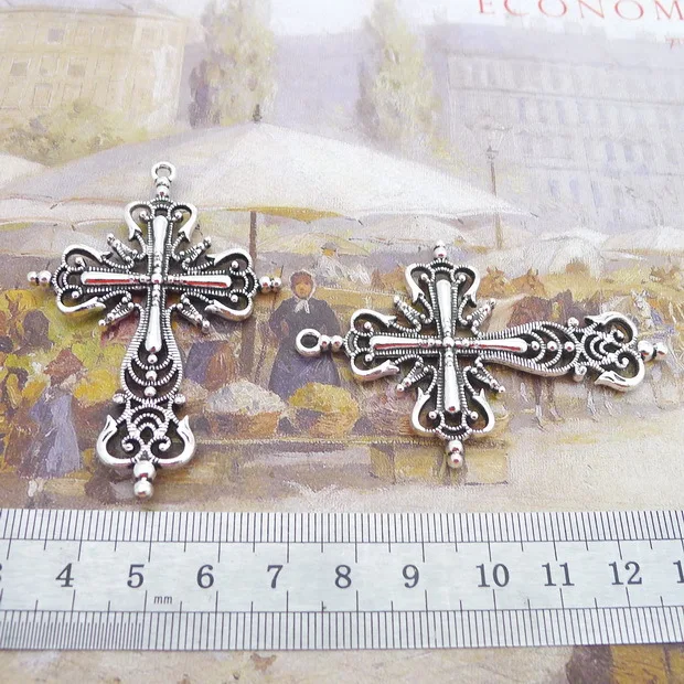 

10pcs Charm cross pendant 43*64mm Antique silver Handmade Jewelry Making DIY Supplies European Alloy accessories Hot