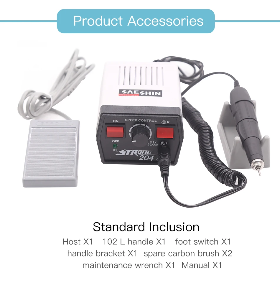 Strong 204 102L Nail Drill 35000 Machine for Manicure Apparatus for Manicure Machine for Nail Electric Nail Drill Pedicure Tools