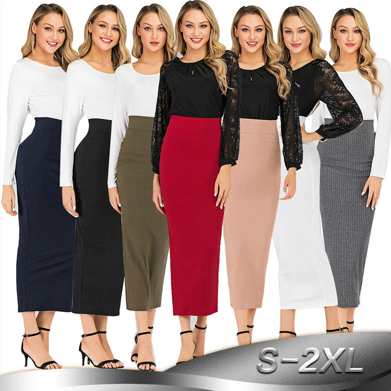 Размера плюс хлопок Faldas Mujer Moda abaya Musulmane для женщин высокая Талия Bodycon Карандаш Юбки Длинные Одежда Jupe Femme