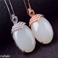 kjjeaxcmy boutique jewels 925 sterling silver inlaid hetian jade female pendant necklace jewelry smooth curve crown