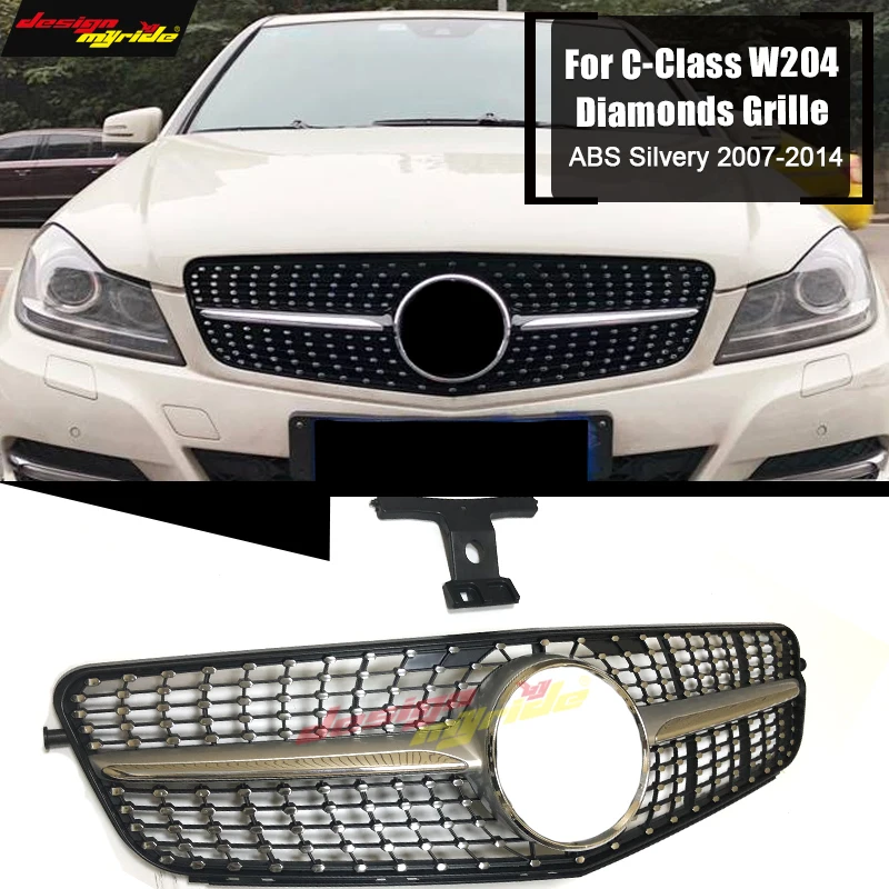 Для Mercedes C Class W204 C204 S204 хромированная Спортивная Передняя решетка для гриля стразы