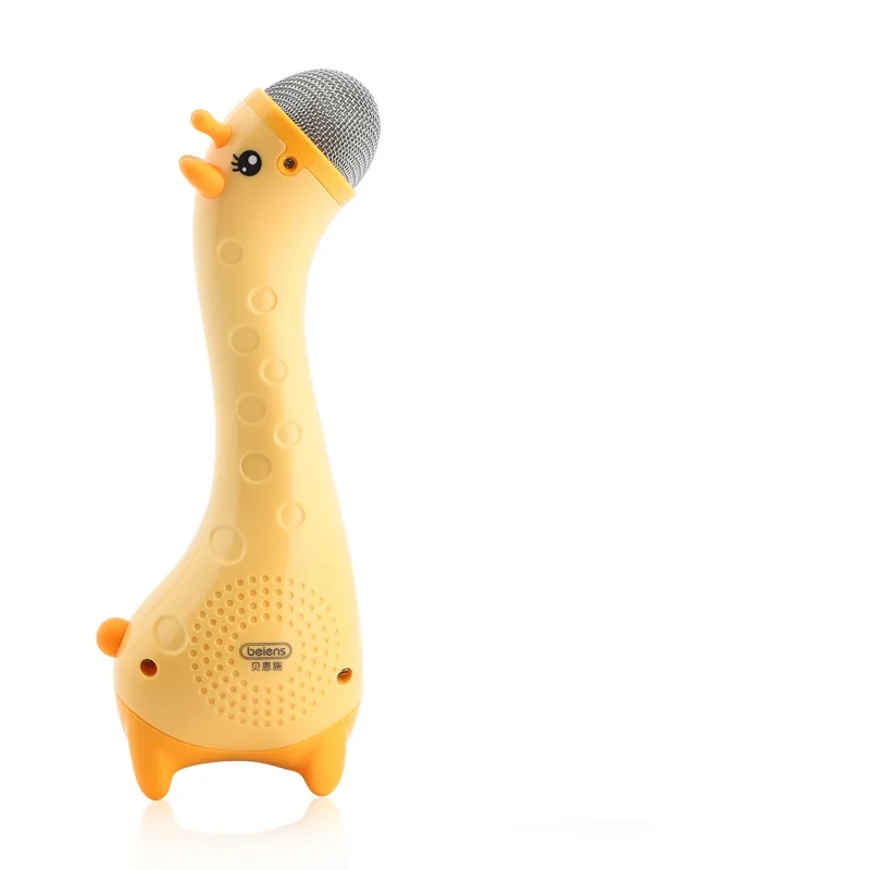 yellow Beiens Милый Забавный детский usb зарядный микрофон олень микрофон караоке Подарок Музыка Пение машина беспроводной карманный KTV игрушка - Цвет: yellow