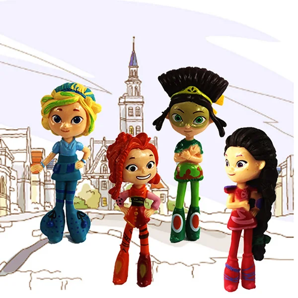 4pcs Fairy patrols Новинка, 4 шт., 10 см, русская мультяшная фея, патрули, фигурка, кукла, opp, пластиковый пакет, мультфильм, дети, ПВХ, Подарочная модель игрушки - Цвет: 4pcs Fairy patrols