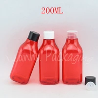 200ml square red plastic bottle 200cc empty cosmetic container empty cosmetic container makeup sub bottling 30 pclot