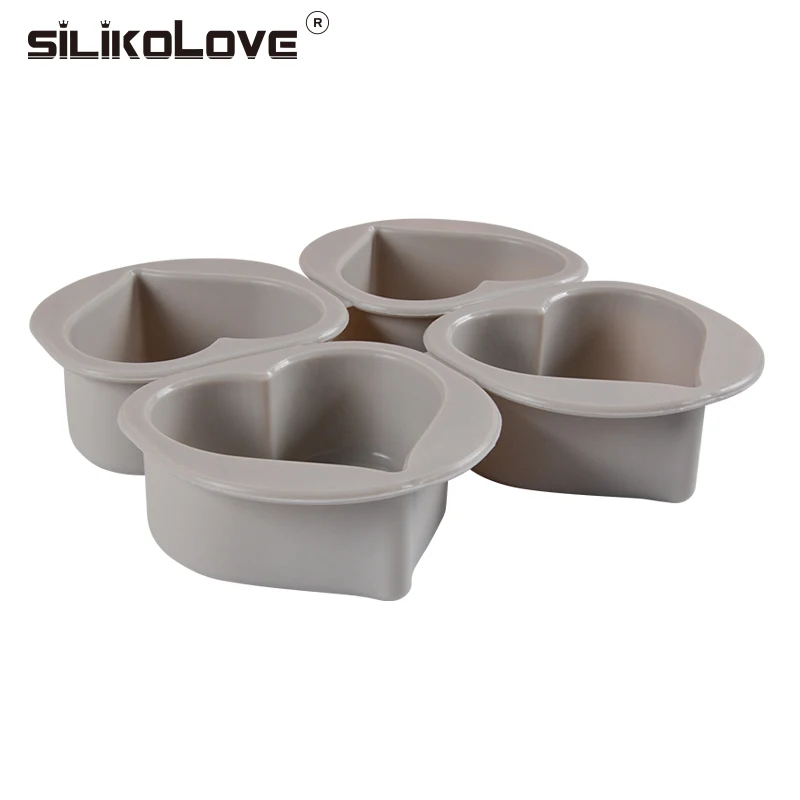 Silicolove 4 полости 3D 100% Настоящее чистое Силиконовое Мыло Форма в форме сердца