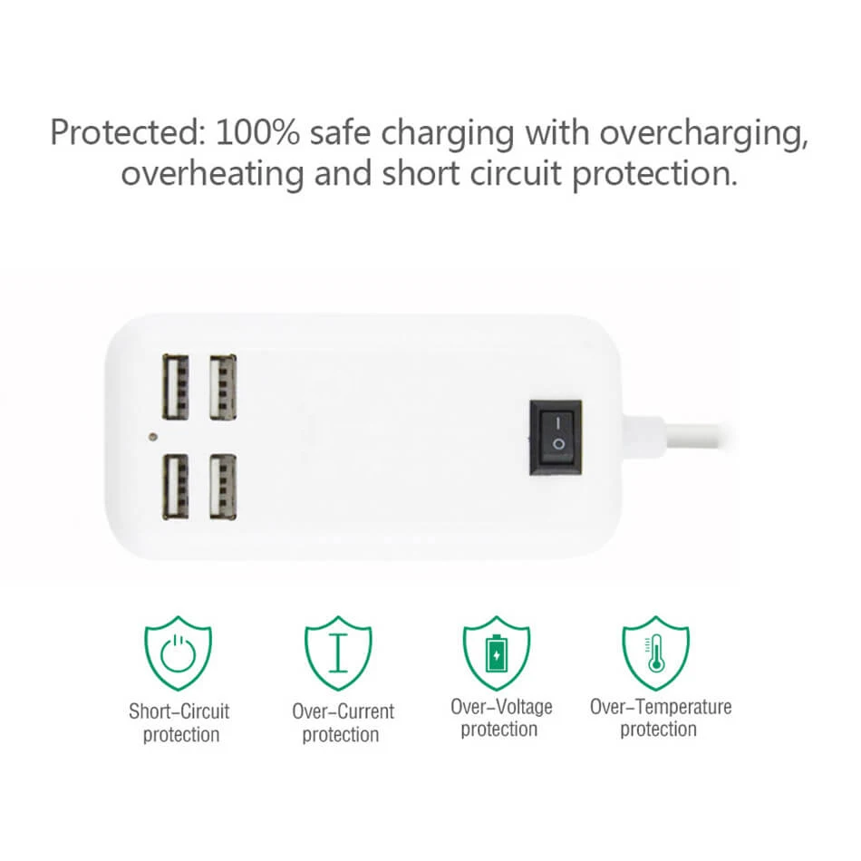 Сетевой удлинитель для телефона с 4 USB-портами 15 Вт 2 А | Мобильные телефоны и