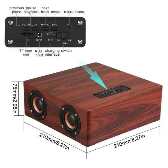 Hi-Fi Многофункциональный Bluetooth 4 2 деревянный Динамик сабвуфер Поддержка AUX TF карты
