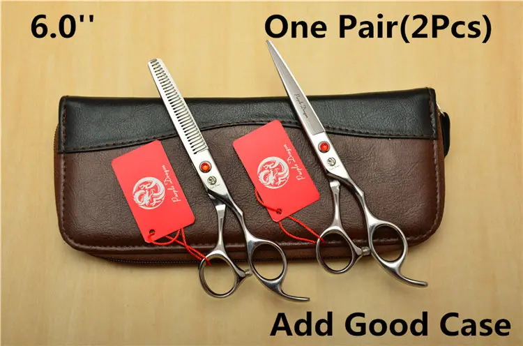 2Pcs Add Case 5 ''/5,5''/6 ''/6,5''/7 ''/7,5''/8 ''фиолетовый дракон красный драгоценный камень резка/филировочные Парикмахерские ножницы Ножницы для собак кошек домашних животных и человеческих волос - Цвет: 2Pcs Add Case