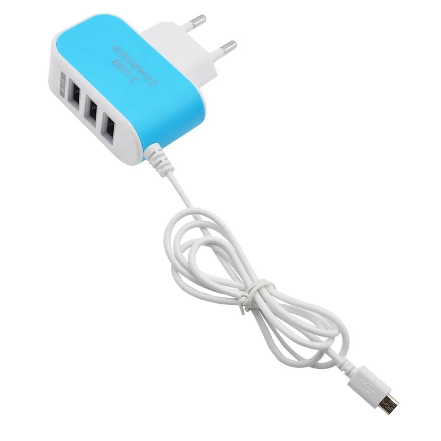 3.1A 3 порта USB зарядное устройство настенное Путешествия AC адаптер питания с 1 м