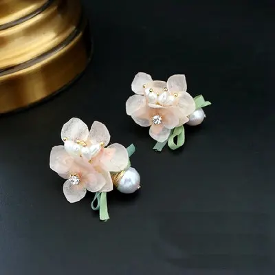 light pink SINZRY/Популярные оригинальные серьги-гвоздики ручной работы в виде цветка с натуральным пресноводным жемчугом, Супер элегантные креативные серьги для женщин - Окраска металла: light pink