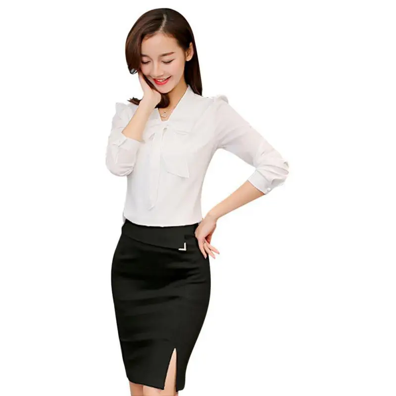 Осенние Простые Модные шифоновые блузки рубашки с длинным рукавом два стиля