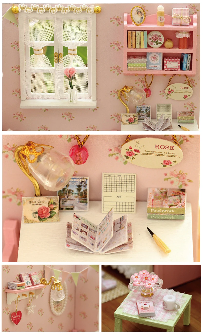 DIY деревянный дом Miniaturas с мебели DIY Миниатюрный Дом Кукольный домик игрушки для детей подарок на Рождество и день рождения H02