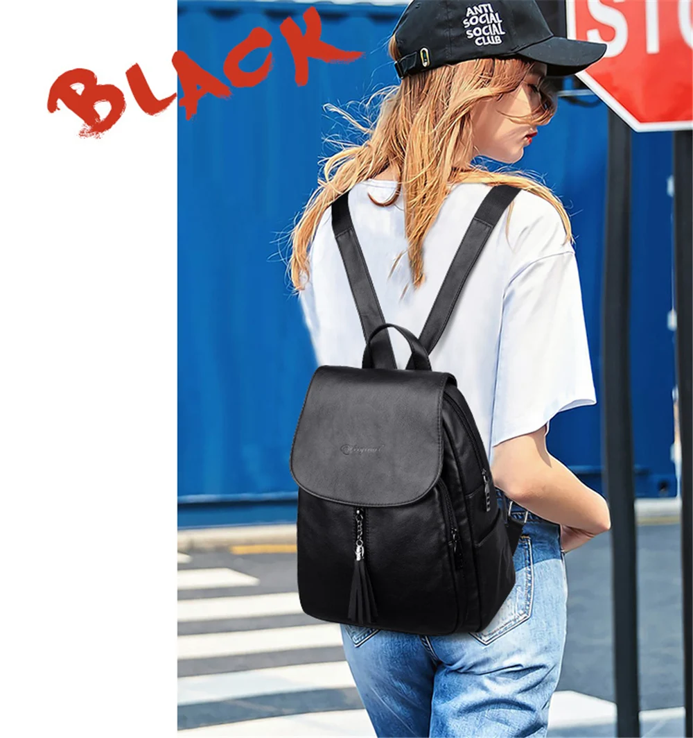 Sac A Dos Femme, женский рюкзак из искусственной кожи высокого качества, модные школьные сумки для девочек-подростков, повседневный женский черный рюкзак для путешествий