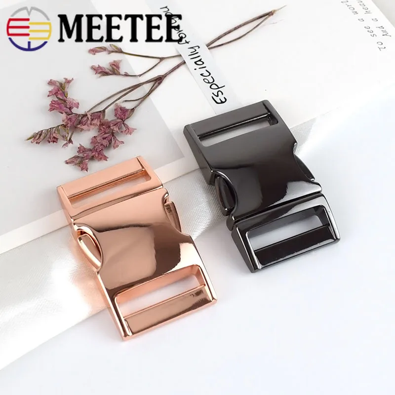 Meetee 10pcs Metal Curved Side Release Buckle for 25mm Webbing Strap Backpack Bag Luggage Hook Belt Buckle DIY Accessories AP518