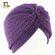 Turbante feminino brilhante, turbante de poliéster brilhante, chapéu respirável, acessório de cabelo para meninas, turbante muçulmano (3)