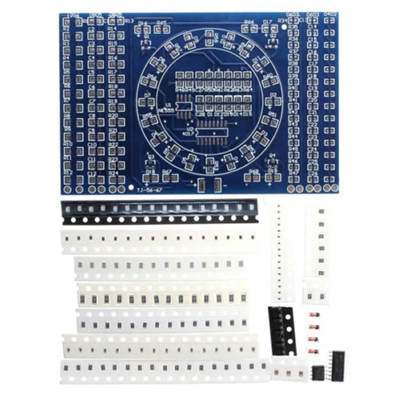 CD4017 вращающийся светодиодный SMD NE555 паяльная тренировочная доска DIY Kit Fanny Skill Training